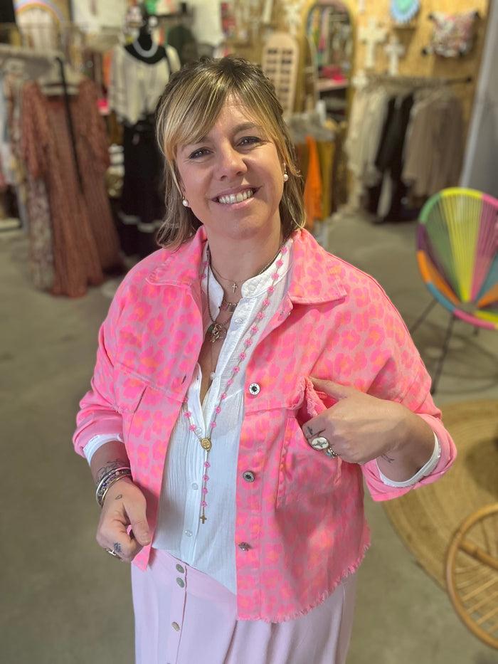 Les Bohémiennes Veste Ninou Léopard Fluo