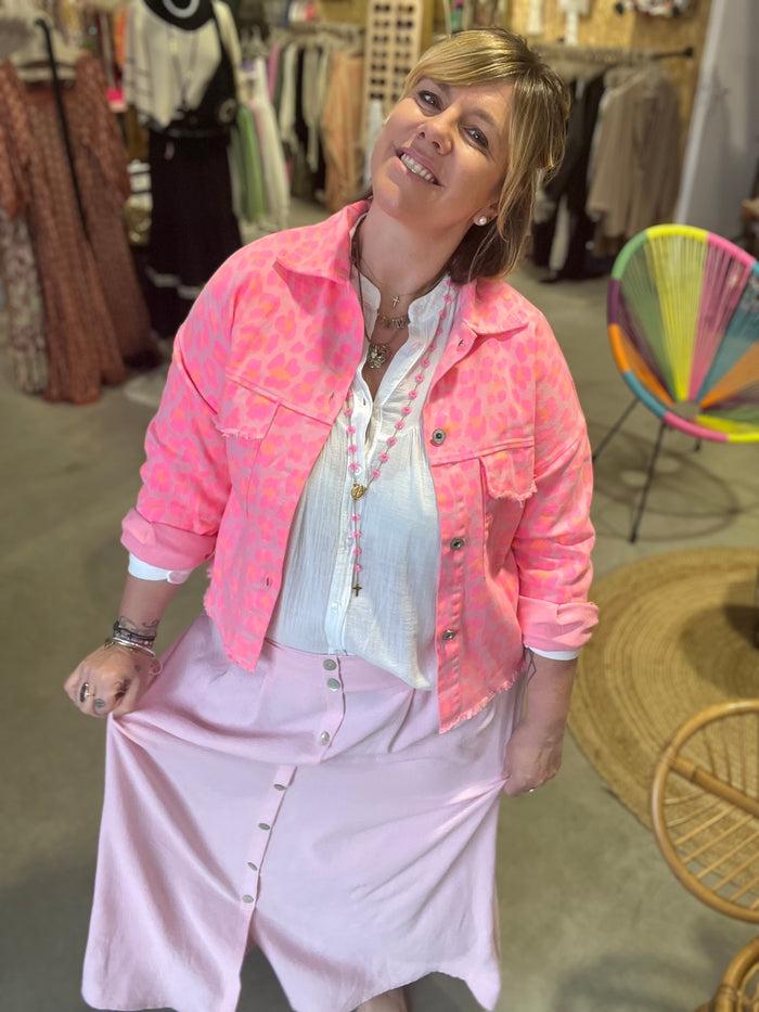 les bohémiennes Veste Ninou léopard fluo