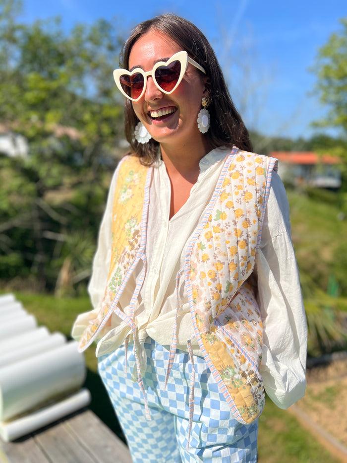 Les Bohémiennes Veste Sans Manche Patchwork Jaune