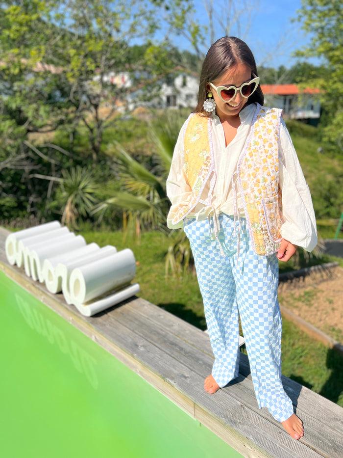 Les Bohémiennes Veste Sans Manche Patchwork Jaune