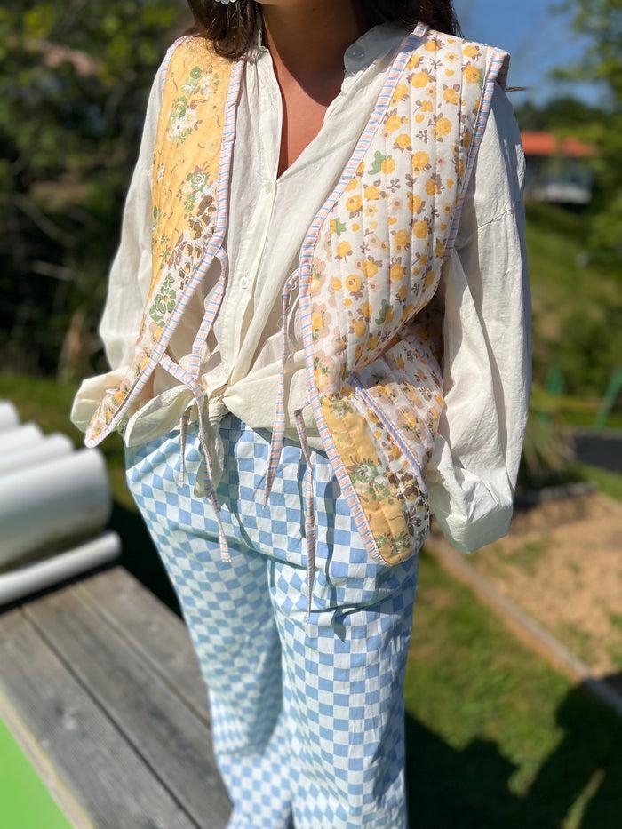 les bohémiennes Veste sans manche Patchwork Jaune