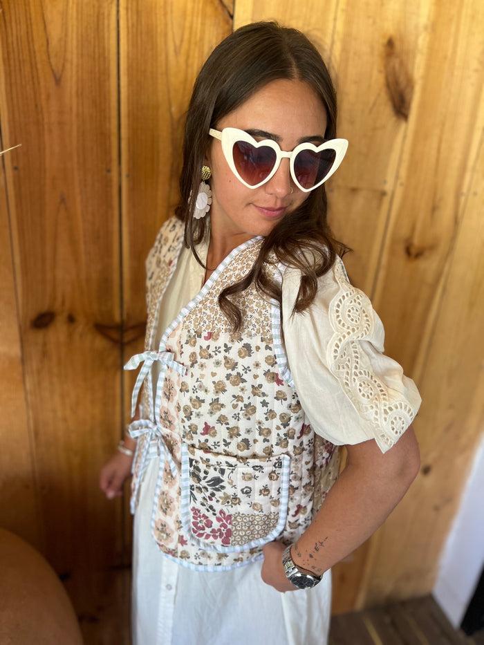 Les Bohémiennes Veste Sans Manche Patchwork Kaki