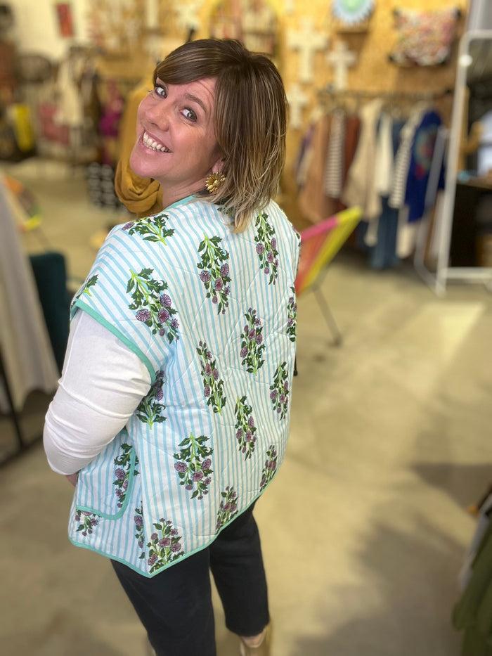 Les Bohémiennes Veste Sans Manche Rayée Maria