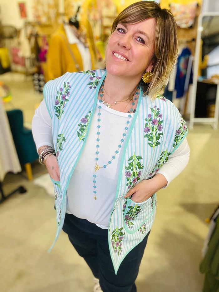 Les Bohémiennes Veste Sans Manche Rayée Maria