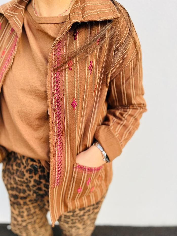 Les Bohémiennes Veste UNKAS Marron