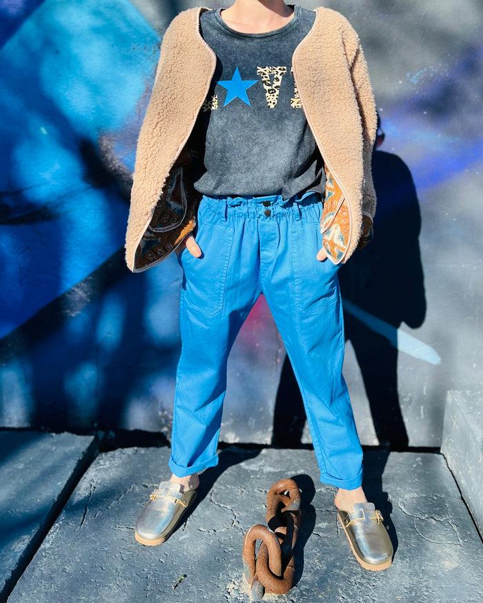 Les Bohémiennes Pantalon Fronces Johanna Bleu électrique