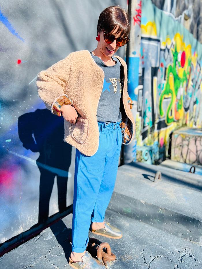 Les Bohémiennes Pantalon Fronces Johanna Bleu électrique