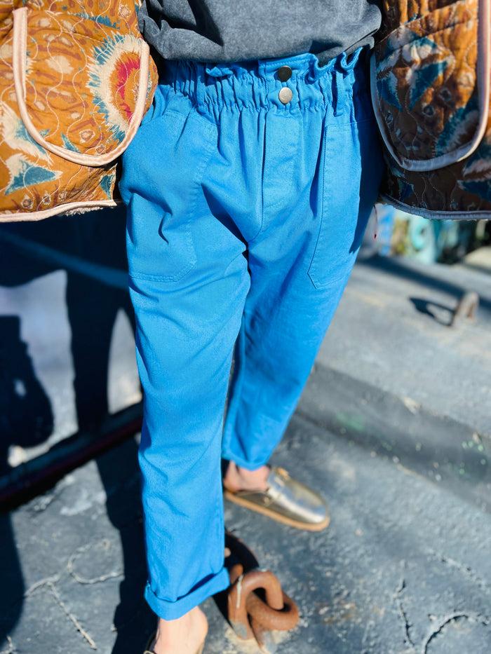 les bohémiennes Pantalon fronces Johanna Bleu électrique