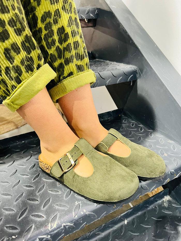 Les Bohémiennes Pantalon JOE Velours By Johanna Léopard Vert