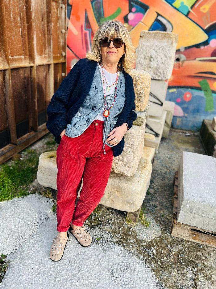 Les Bohémiennes Pantalon JOE Velours By Johanna Rouge