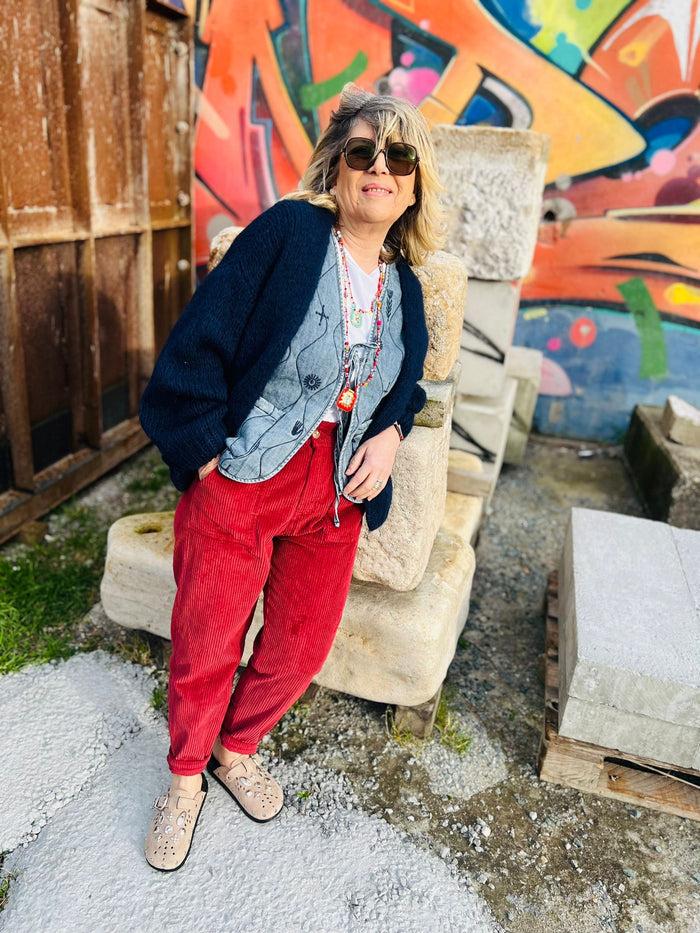 Les Bohémiennes Pantalon JOE Velours By Johanna Rouge