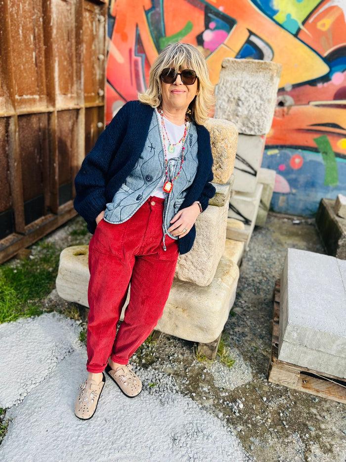 Les Bohémiennes Pantalon JOE Velours By Johanna Rouge