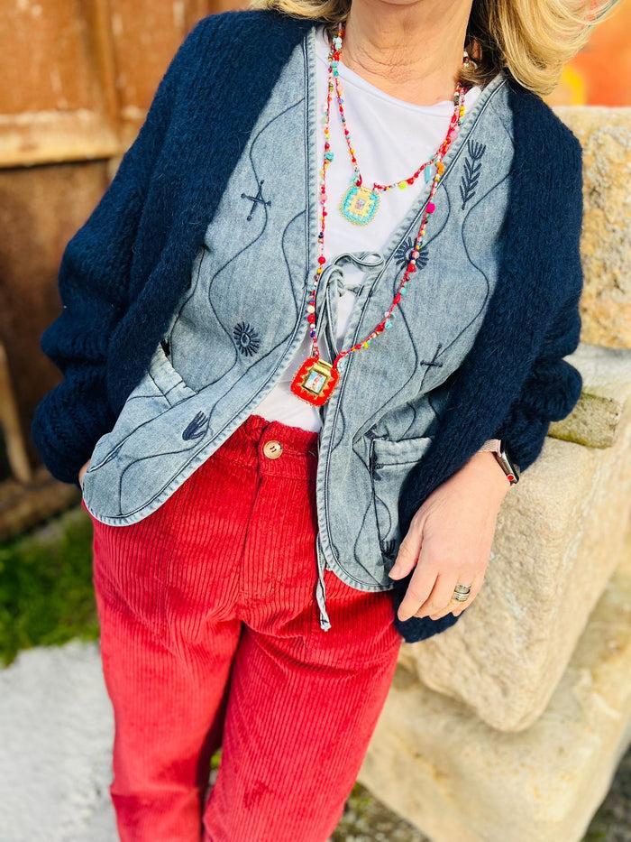 les bohémiennes Pantalon JOE velours by Johanna rouge