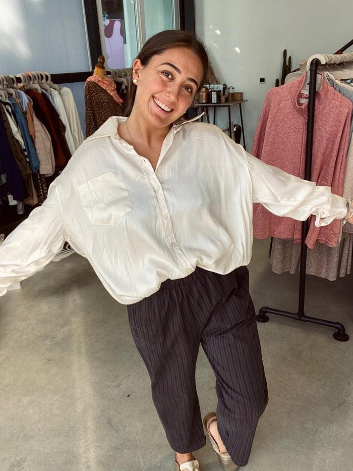 les bohémiennes pantalon MAGIC by Johanna rayé noir/chocolat