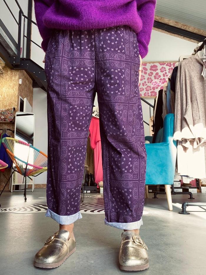 Les Bohémiennes Pantalon Velours BANDANA Johanna 4 Coloris