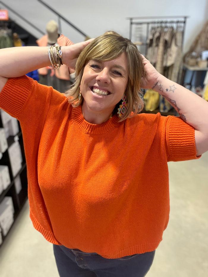 Les Bohémiennes Pull En Coton Dafné By Banditas Orange
