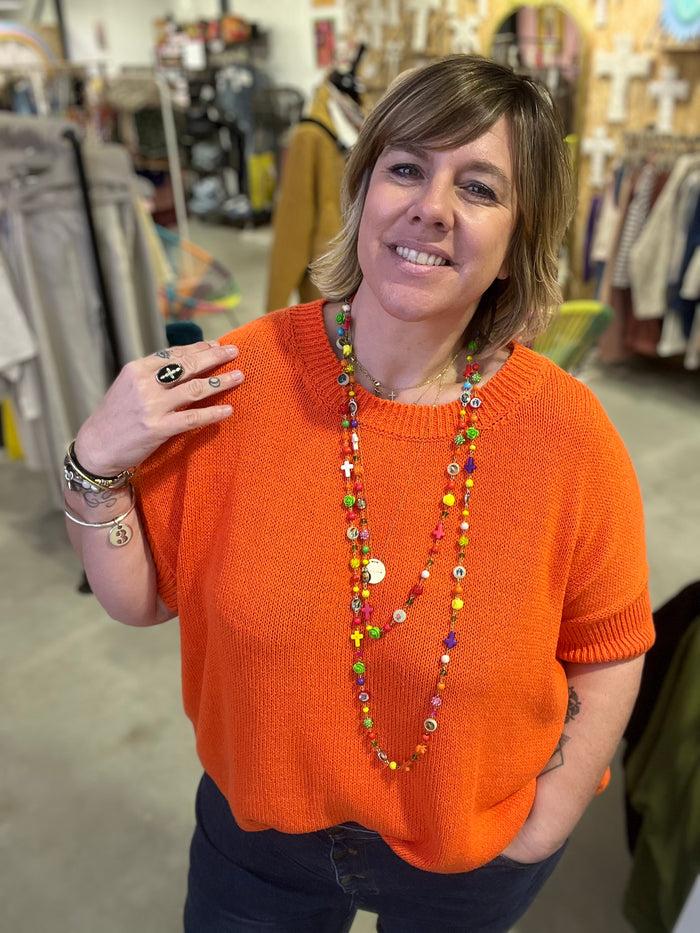 Les Bohémiennes Pull En Coton Dafné By Banditas Orange