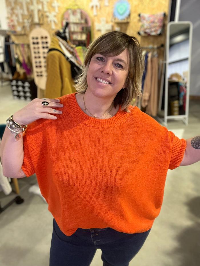 les bohémiennes Pull en coton Dafné by Banditas Orange