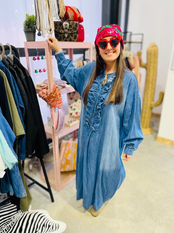 Les Bohémiennes Robe Longue En Jean BENTON By Banditas