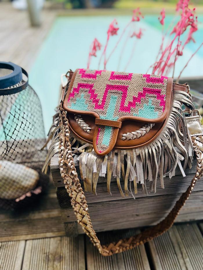 Les Bohémiennes Sac Bandoulière Boho Medellin Turquoise