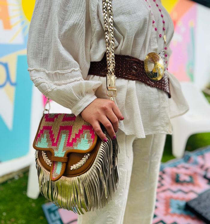 Les Bohémiennes Sac Bandoulière Boho Medellin Turquoise