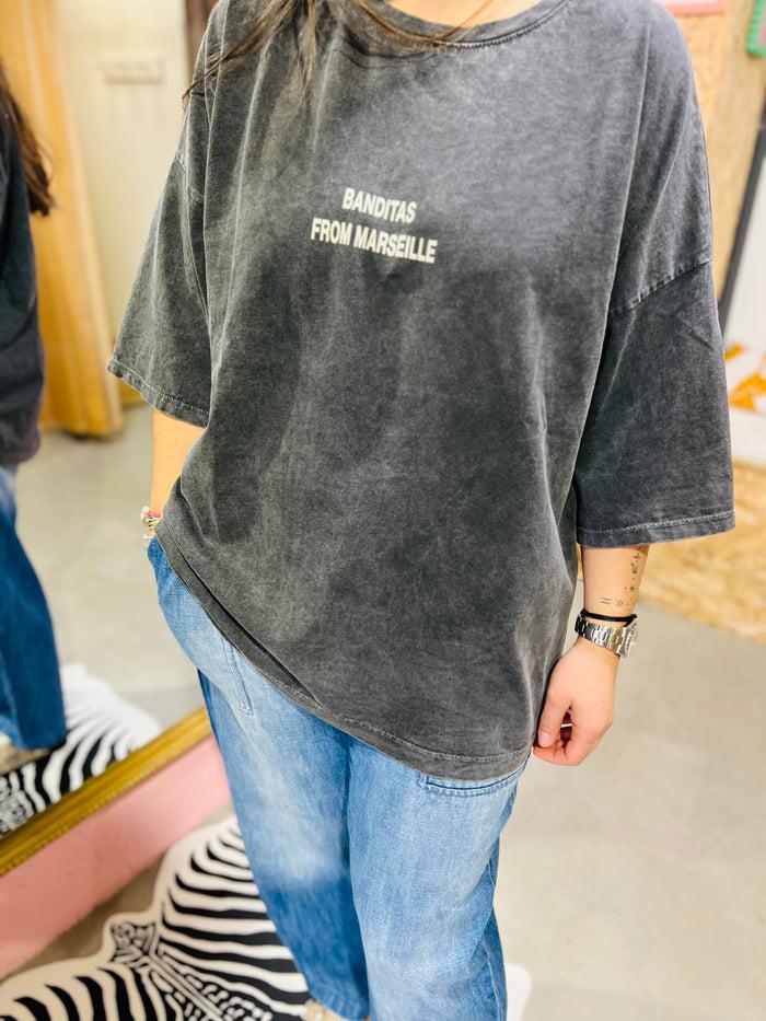 Les Bohémiennes Tee Shirt Brescia By Banditas Gris Délavé