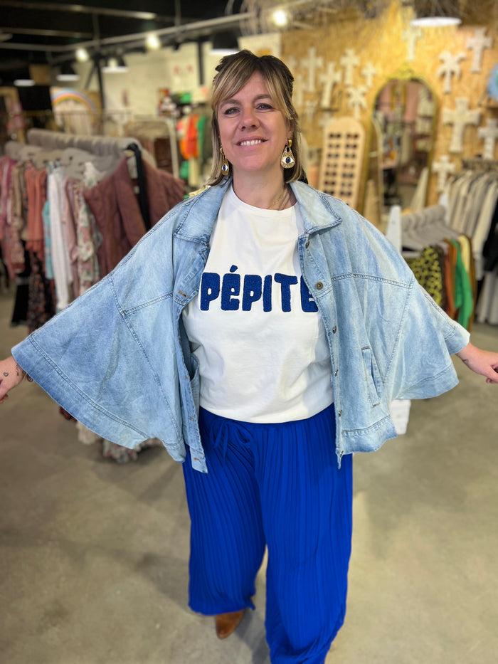 Les Bohémiennes Tee Shirt Brescia Pépite By Banditas Ecru Broderie Bleue