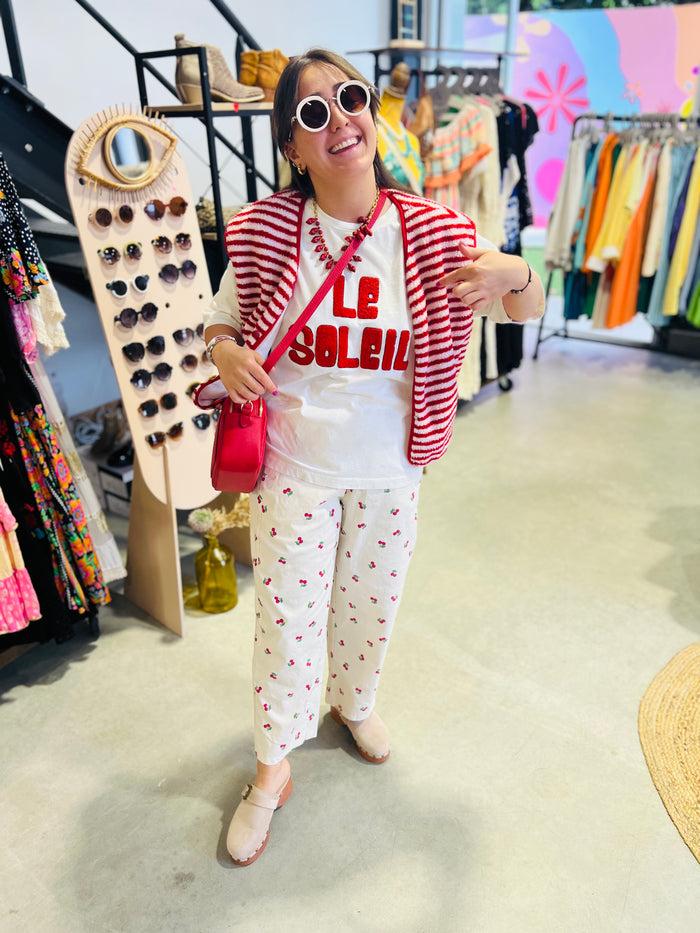 Les Bohémiennes Tee Shirt Brescia Soleil By Banditas Ecru Broderie Rouge