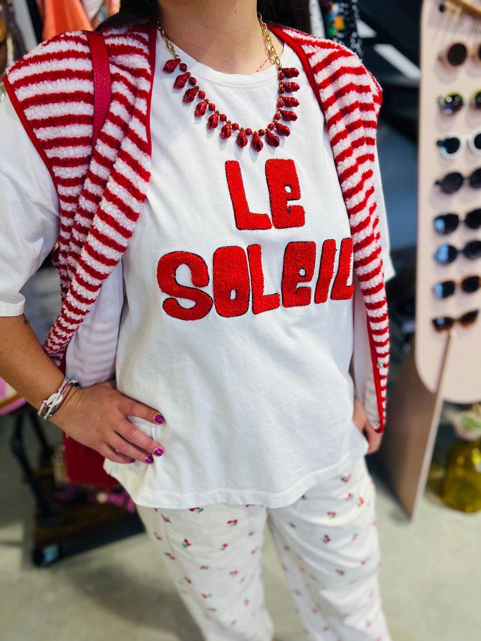 les bohémiennes Tee Shirt Brescia Soleil by Banditas Ecru broderie rouge