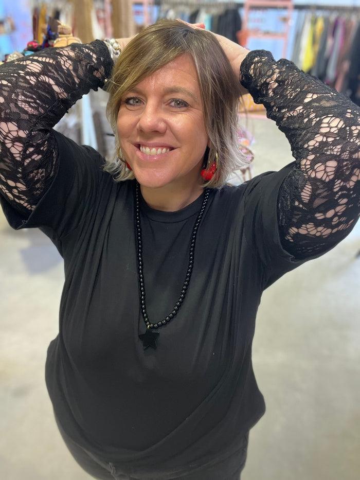 Les Bohémiennes Tee Shirt Manches Longues Dentelle JANIS