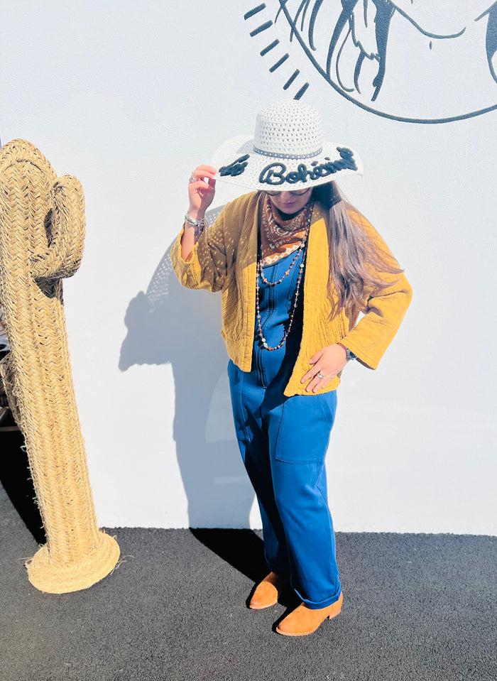 Les Bohémiennes Veste Mareva Gaze De Coton Moutarde