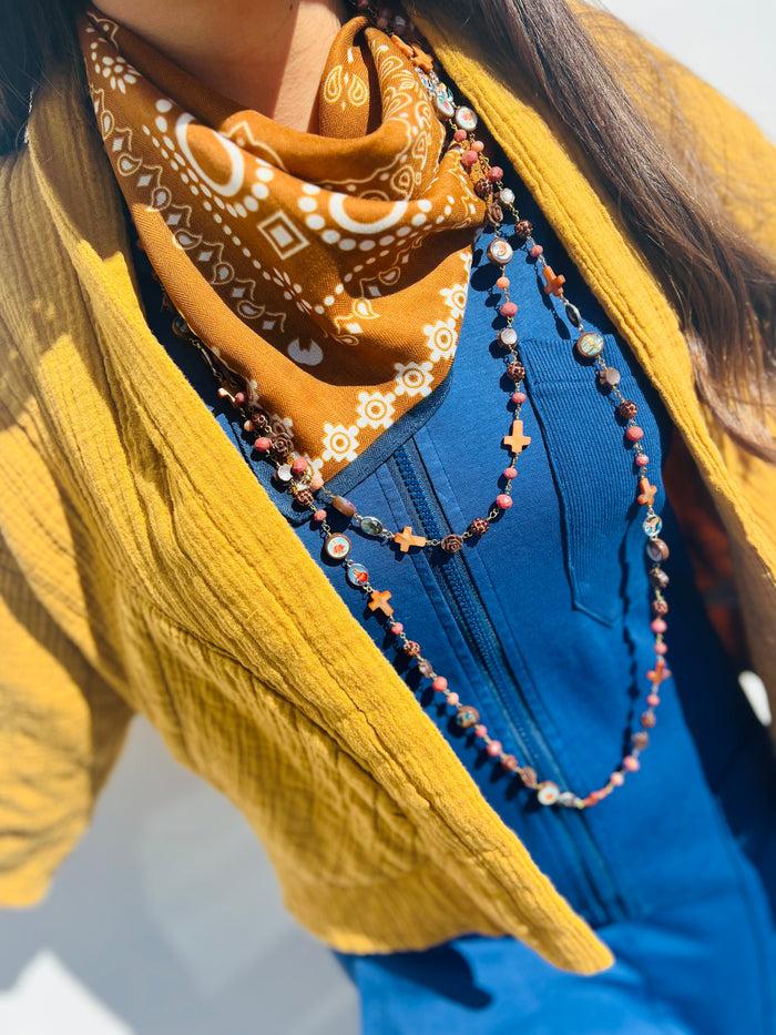 Les Bohémiennes Veste Mareva Gaze De Coton Moutarde