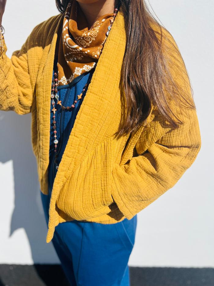 les bohémiennes Veste Mareva Gaze de coton Moutarde