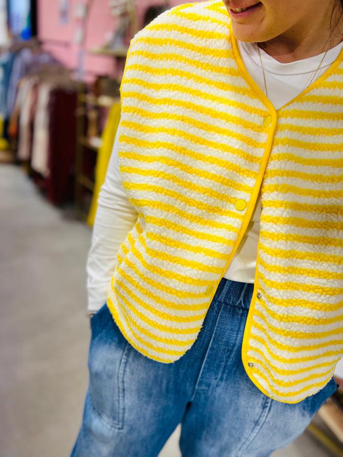 les bohémiennes Veste sans manche Americana Rayée jaune