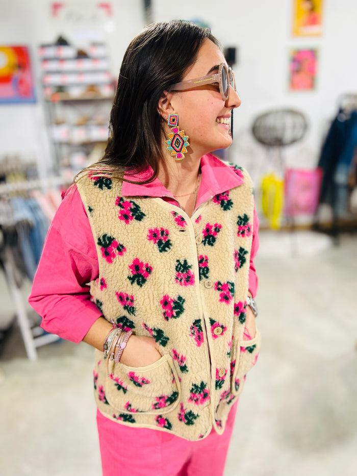 Les Bohémiennes Veste Sans Manche Flores 2 Couleurs