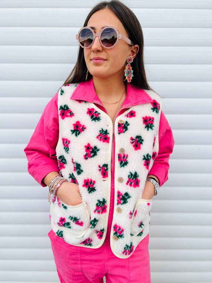 Les Bohémiennes Veste Sans Manche Flores 2 Couleurs