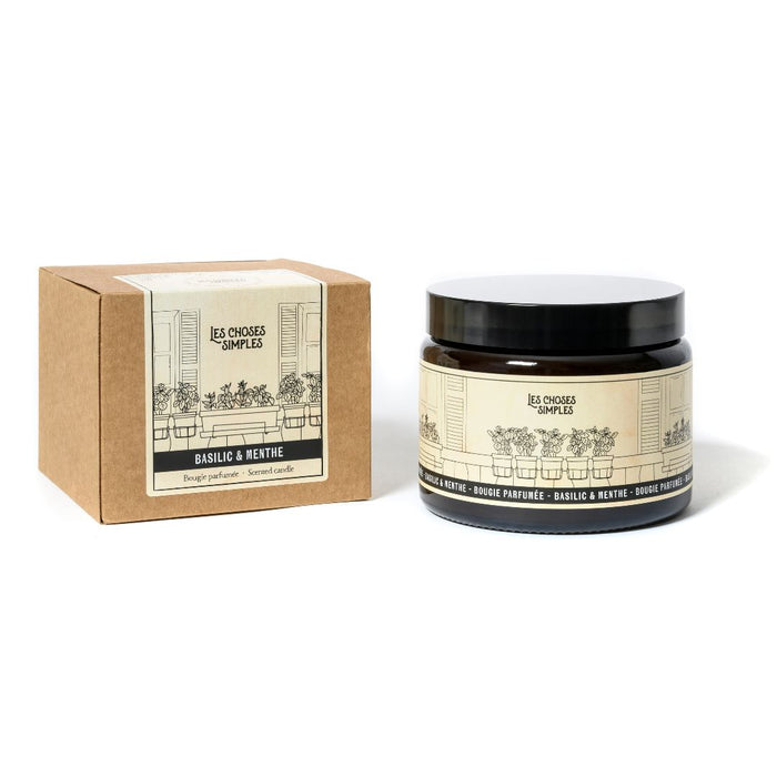 les choses simples Bougie 3 Mèches "Basilic & Menthe"