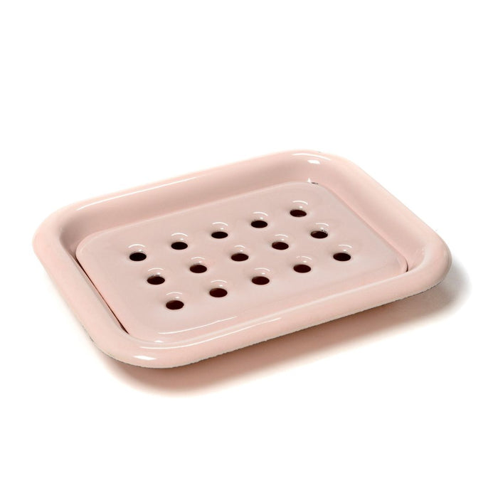 les choses simples Porte Savon en Email Rose Pâle