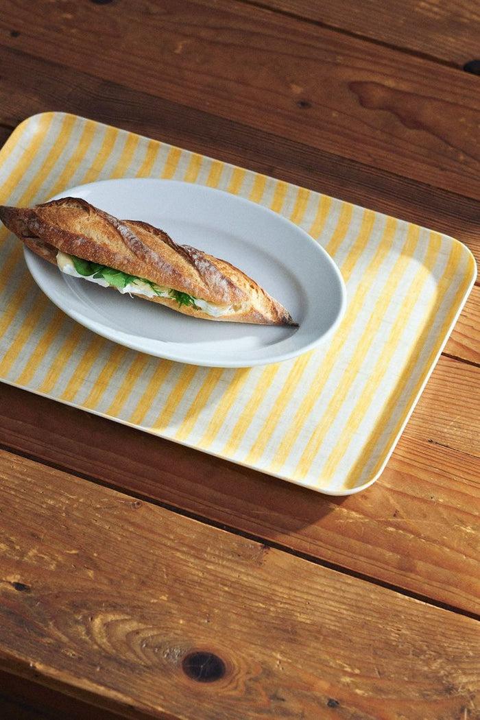 Les Choses Simples Plateau En Lin Taille L Rayures Jaunes