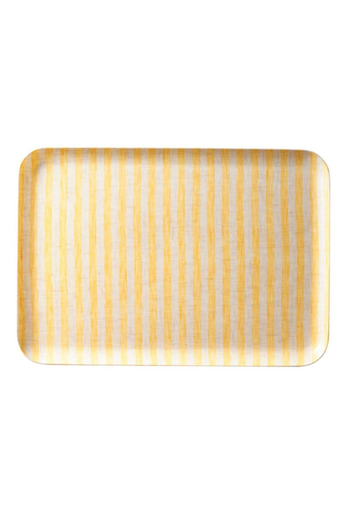 les choses simples Plateau en lin taille L rayures jaunes