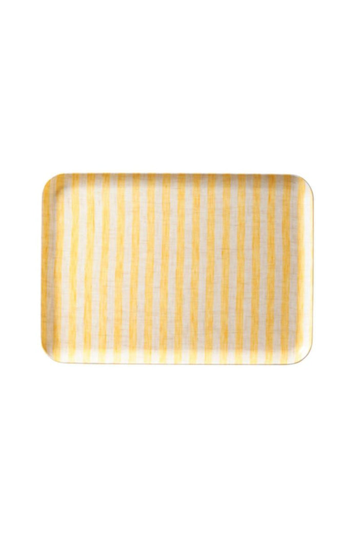 les choses simples Plateau en lin taille M rayures jaunes