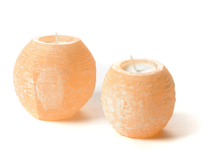 les choses simples Porte bougie à thé en selenite rose pâle