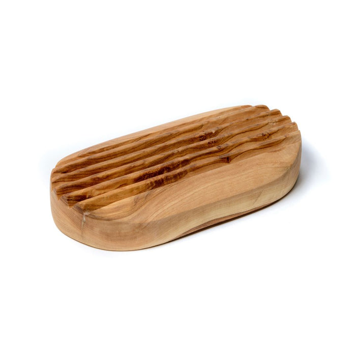 les choses simples Porte Savon en Bois d'Olivier Plat