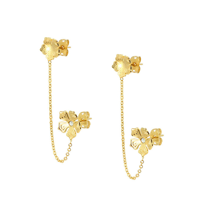les interchangeables Boucles d oreilles chaine fleur