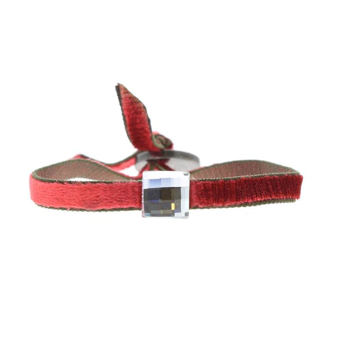 les interchangeables Bracelet velour stretch strass carrÉ