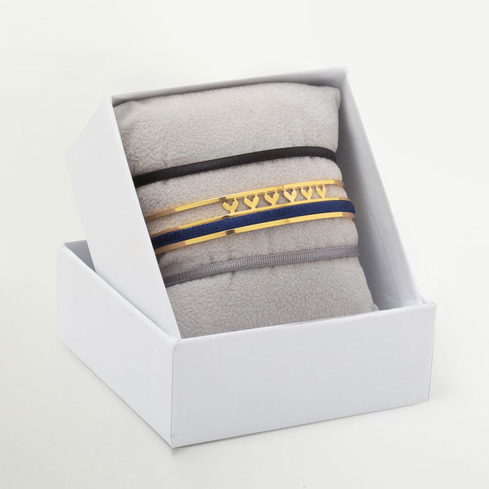 les interchangeables Coffret jonc ruban 3mm motif coeur