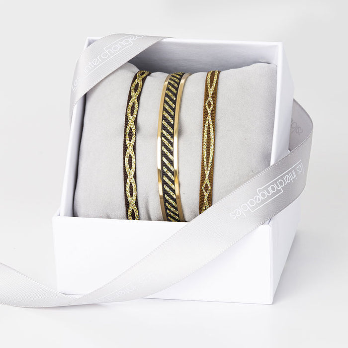 les interchangeables Coffret jonc ruban 4mm glitter noel