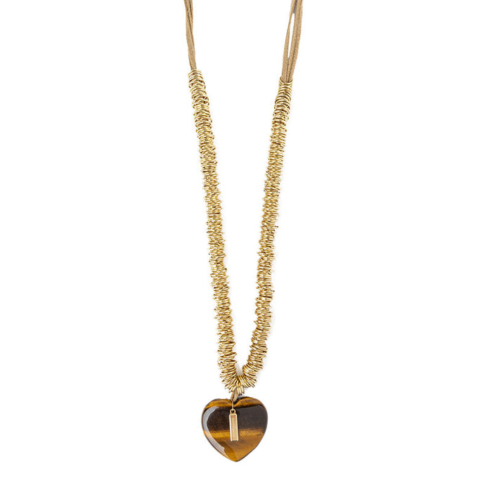 Les Interchangeables Collier Breloque Coeur Pierre Fine