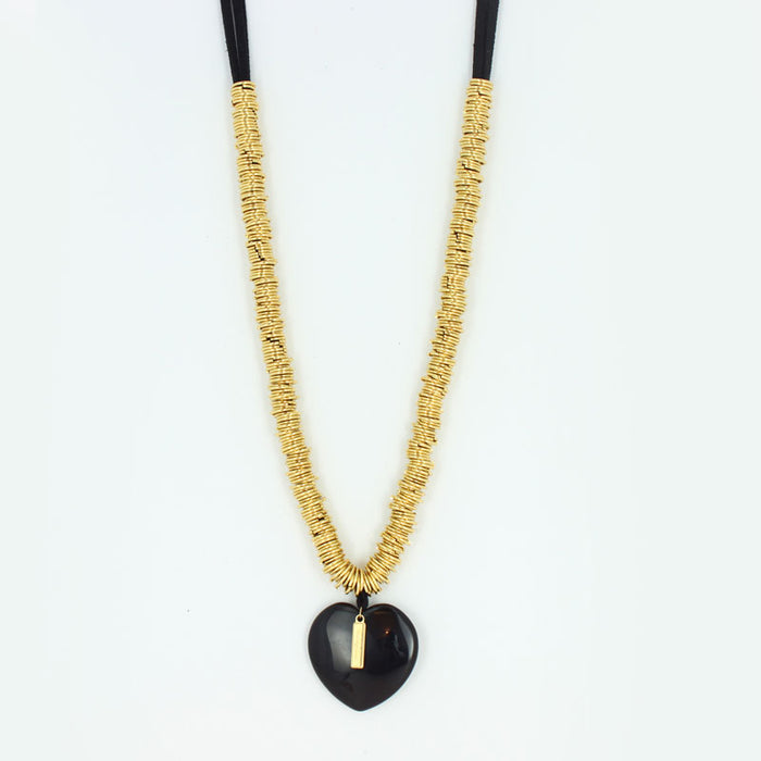 les interchangeables Collier breloque coeur pierre fine