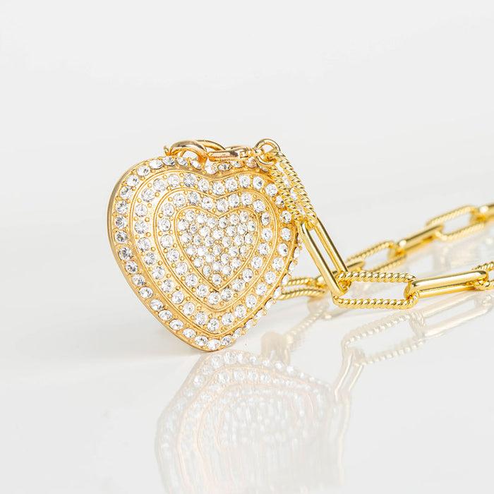 les interchangeables Collier plaque coeur full maillon strie 37